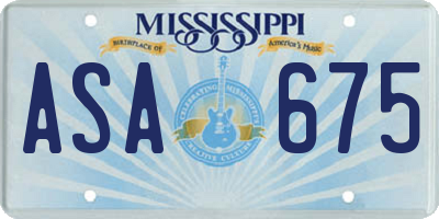 MS license plate ASA675