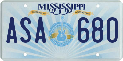 MS license plate ASA680