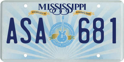 MS license plate ASA681