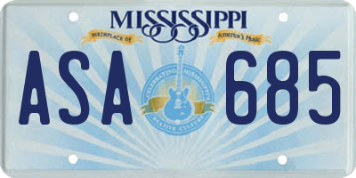 MS license plate ASA685