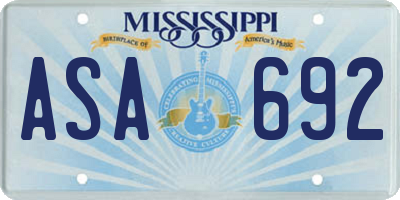 MS license plate ASA692