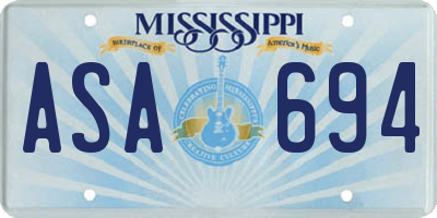 MS license plate ASA694