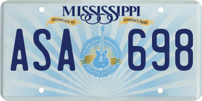 MS license plate ASA698