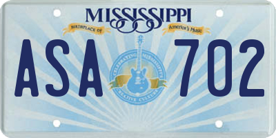 MS license plate ASA702