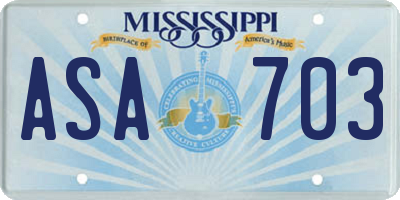 MS license plate ASA703