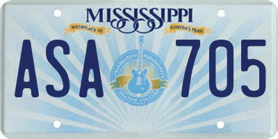 MS license plate ASA705