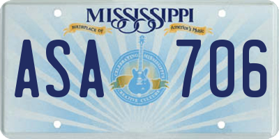 MS license plate ASA706