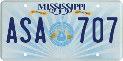 MS license plate ASA707