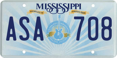 MS license plate ASA708