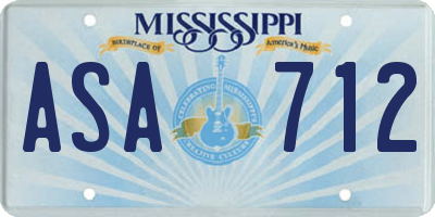 MS license plate ASA712