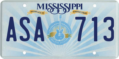MS license plate ASA713