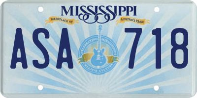 MS license plate ASA718