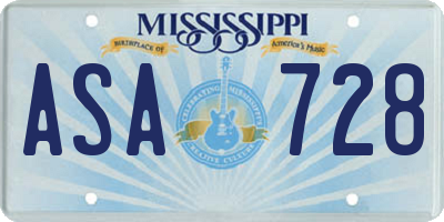 MS license plate ASA728