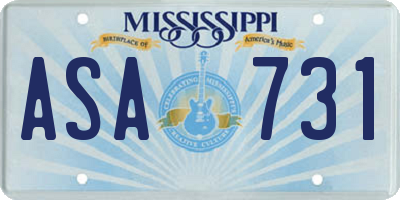 MS license plate ASA731