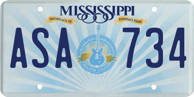 MS license plate ASA734