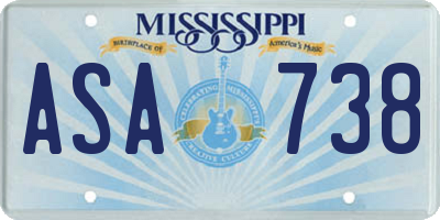MS license plate ASA738