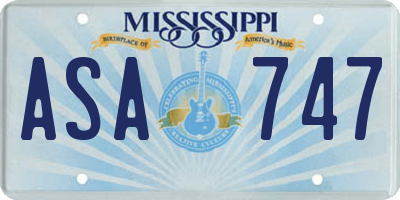 MS license plate ASA747