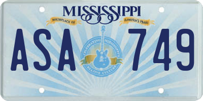 MS license plate ASA749
