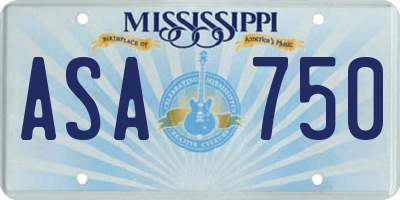 MS license plate ASA750