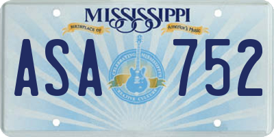 MS license plate ASA752