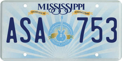 MS license plate ASA753