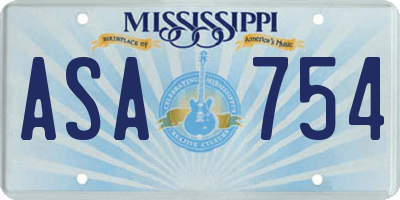 MS license plate ASA754