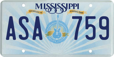 MS license plate ASA759