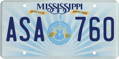 MS license plate ASA760