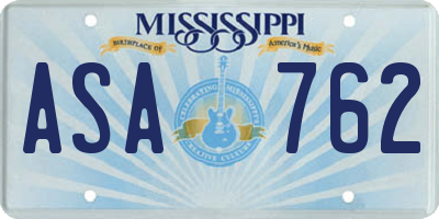 MS license plate ASA762