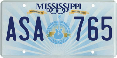 MS license plate ASA765