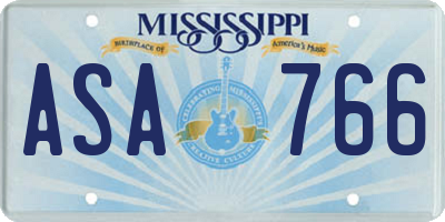 MS license plate ASA766