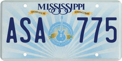 MS license plate ASA775