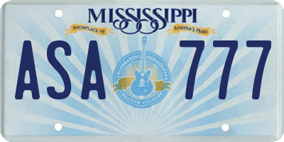 MS license plate ASA777