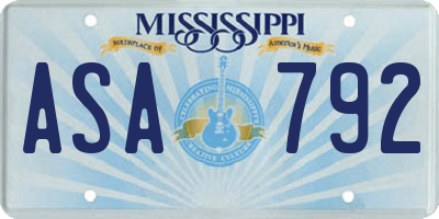 MS license plate ASA792