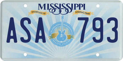 MS license plate ASA793