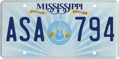 MS license plate ASA794