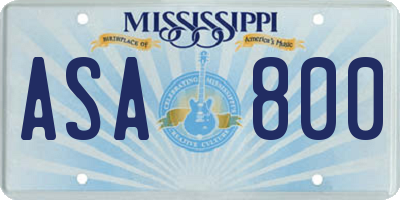 MS license plate ASA800