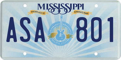 MS license plate ASA801