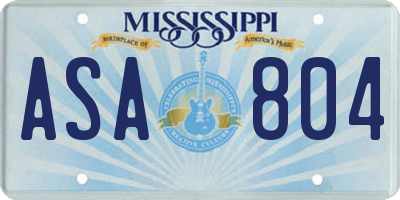 MS license plate ASA804