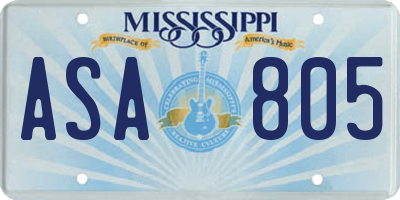 MS license plate ASA805