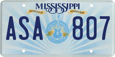 MS license plate ASA807