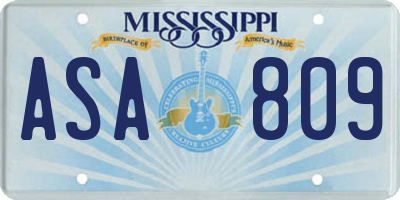 MS license plate ASA809