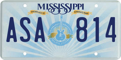 MS license plate ASA814