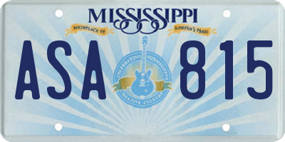 MS license plate ASA815