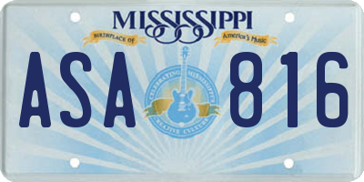 MS license plate ASA816