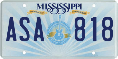MS license plate ASA818