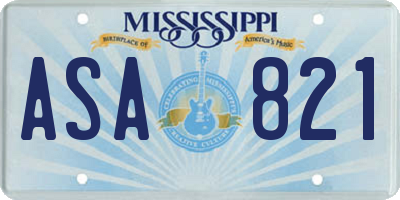 MS license plate ASA821