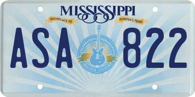 MS license plate ASA822