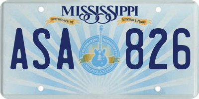 MS license plate ASA826