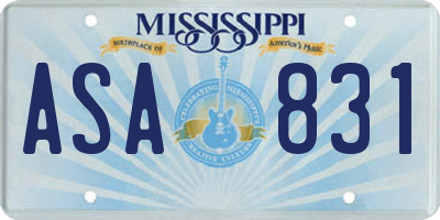 MS license plate ASA831